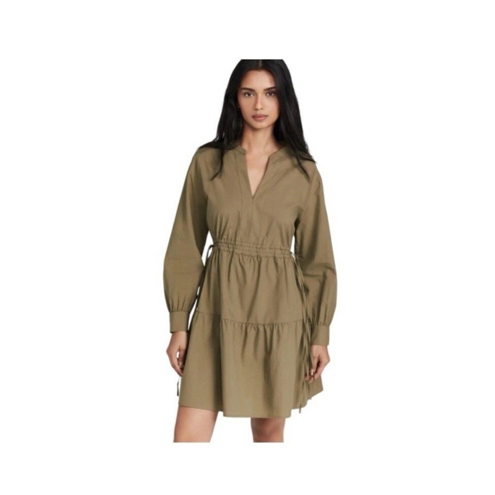 Rails Ivy Moss Green Long Sleeve Tiered Drawstring Mini Dress Womens Medium